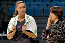  ?? KAI SCHWOERER ?? Silver Ferns vice captain Maria Tutaia and coach Janine Southby’s faces tell the story after Sunday’s 60-52 loss to Australia in Christchur­ch.