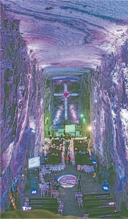  ?? Photos: PAT BARRETT ?? Salt vault: One of the galleries in the salt mine of Zipaquira converted for a Catholic mass.