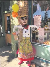  ??  ?? Kusel’s Big Store on Montgomery Street went for the big scare with this sinister entry in the downtown scarecrow contest held on Friday in Oroville.