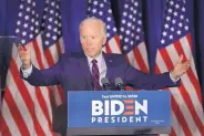  ?? ELISE AMENDOLA/ASSOCIATED PRESS ?? Democratic presidenti­al candidate and former Vice President Joe Biden speaks at a campaign event, Wednesday in Rochester, New Hampshire.