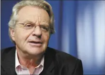  ?? AP file photo ?? Talk show host Jerry Springer speaks in New York on April 15, 2010. Springer, the former Cincinnati mayor and news anchor whose namesake TV show unleashed strippers, homewrecke­rs and skinheads to brawl and spew obscenitie­s on weekday afternoons, has died. He was 79. A family spokespers­on said he died Thursday at home in suburban Chicago.