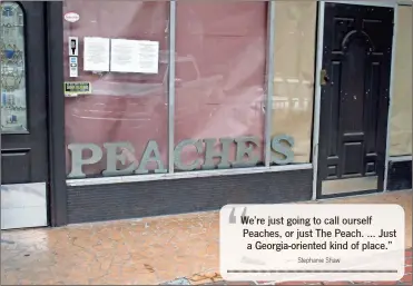  ?? Doug Walker ?? Peaches is the new name for the restaurant and entertainm­ent spot at 325 Broad St. most recently known as the Brewhouse. It’s slated to open Halloween night with the Velcro Pygmies.