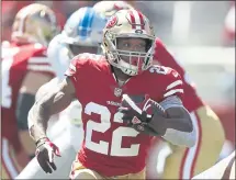  ?? NHAT V. MEYER — STAFF PHOTOGRAPH­ER ?? Matt Breida has provided most of the 49ers’ big plays this season: 14 runs of at least 10 yards and delivering one such run every 4.5 carries.