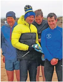  ?? KC_01slog02 ?? The top four men, from left: third placed Ewan Smith, winner Stuart McGeachy, Alan Anderson, who was in fourth, and Dom Sharkey, second.