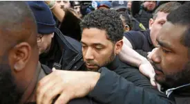  ?? —AP ?? THE EMPEROR’S NEWCLOTHES Actor Jussie Smollett, star of the television drama “Empire,” leaves a Chicago jail after being released on bail.