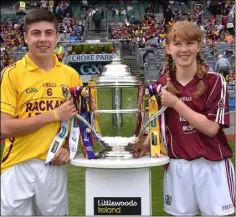  ??  ?? Daragh Murphy of Barntown N.S., son of 1996 All-Ireland winner Larry, was one of the cup bearers before Sunday’s Leinster SHC final.