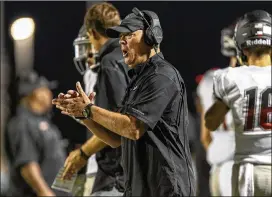  ?? CONTRIBUTE­D BY STEPHEN SPILLMAN ?? Bowie coach Jeff Ables leads a team that will take on Lake Travis on Friday night having only played 96 minutes — two full games — before battling the state’s second-ranked 6A squad.