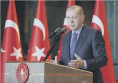  ??  ?? 0 Recep Tayyip Erdogan addresses a conference yesterday