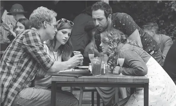  ?? FX NETWORKS ?? Chris Geere, Aya Cash, Desmin Borges and Kether Donohue in Stephen Falk’s romantic comedy series You’re the Worst.