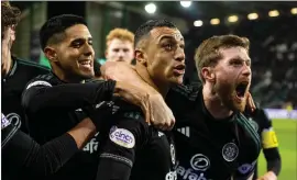  ?? ?? Celtic’s Adam Idah celebrates after scoring against Hibs