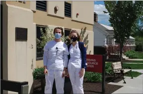  ?? SHEA SINGLEY — MEDIANEWS GROUP ?? Alvernia University nursing students Joseph Iannozzi and Jessica Visbisky feel their experience­s learning to be a nurse during the COVID-19pandemic have helped better prepare them for their future in nursing.