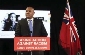  ?? ANDREW FRANCIS WALLACE/TORONTO STAR ?? Michael Coteau, the minister responsibl­e for Ontario’s anti-racism directorat­e, unveils a four-year plan.