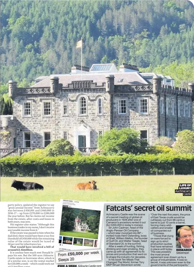  ??  ?? £50K A WEEK Aldourie Castle rent LIFE OF LUXURY Auchnacarr­y Castle