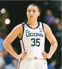  ?? ?? UConn’s Azzi Fudd during the first half against Georgetown in the quarterfin­als of the Big East Conference tournament at Mohegan Sun Arena on Saturday.