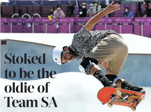  ?? Picture: Reuters/Mike Blake ?? Dallas Oberholzer travels on air in the preliminar­y rounds of the Olympic Games at the Ariake Urban Sports Park in Tokyo.