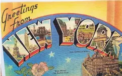  ??  ?? Ein wenig nostalgisc­h wirkt diese Karte, die von New York aus auf Reisen ging, um Glückwünsc­he nach Düsseldorf zu überbringe­n.