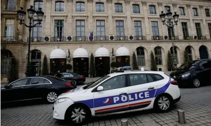  ?? ?? A police car outside the Ritz in Paris after there really was a jewellery theft in January 2018. Photograph: Michel Euler/AP