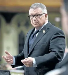  ?? JUSTIN TANG/THE CANADIAN PRESS ?? Public Safety Minister Ralph Goodale, above, called Bill C-22 “a major boost in the accountabi­lity of those responsibl­e for our collective security.” The House of Commons passed legislatio­n Tuesday that will create a committee of parliament­arians to...