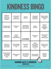  ?? Submitted photo ?? ■ An example of a Kindness Bingo card.