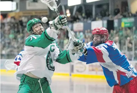  ??  ?? Shamrocks forward Scott Ranger battles with Lakers defender Mark Farthing at The Q Centre on Wednesday.