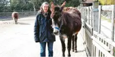  ?? Foto: Piet Bosse ?? Elke Kerler zusammen mit Esel Sancho, der die abgesagten Passionssp­iele in Oberammerg­au mitmachen sollte.