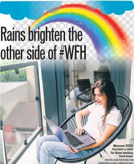  ?? PHOTOS: SHUTTERSTO­CK/ FOR REPRESENTA­TIONAL PURPOSES ONLY ?? Monsoon 2020 has been a relief for those working from home