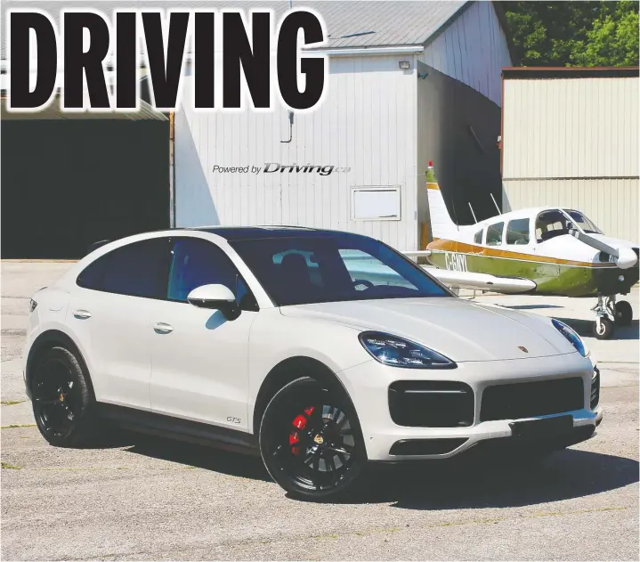  ?? — PETER BLEAKNEY/DRIVING ?? While many vehicles of its ilk can get messy when pushed, the 2021 Porsche Cayenne Coupe GTS gets up on its toes and asks for more.