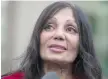  ?? DARRYL DYCK/The Canadian Press ?? Eileen Mohan speaks after the Surrey Six murder sentencing in Vancouver Friday. Mohan’s son, Chris, was among the six victims.