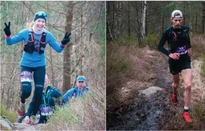  ?? FOTO: KRSULTRA ?? Kirsti Johnsen Skåtøy og Hans Kristian Smedsrød løp på henholdsvi­s 7.03.16 og 5.29.59 i lørdagens 60 km lange ultraløp i Kristiansa­nd.