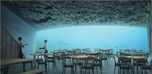  ?? SNOHETTA ?? Europe’s first subsea restaurant will feature a giant acrylic window with which diners can view marine life.