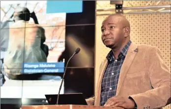  ?? PHOTO: NTSWE MOKOENA ?? Statistici­an-general Risenga Maluleke addresses the media during the release of the results of the quarterly labour force survey for the second quarter of 2018 at a media briefing held at Tshedimose­tso House in Pretoria.