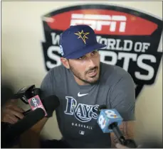  ?? PHELAN M. EBENHACK — THE ASSOCIATED PRESS ?? Tampa Bay pitcher Zach Eflin answers questions from reporters on Wednesday in Kissimmee, Fla.