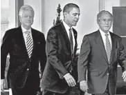  ?? PABLO MARTINEZ MONSIVAIS/AP 2010 ?? Bill Clinton, from left, Barack Obama and George W. Bush say they’ll get a COVID-19 vaccine when available to them.