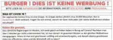  ??  ?? Ein Pamphlet mit Verschwöru­ngstheorie­n wurde in einer Augsburger Wohnanlage verteilt.