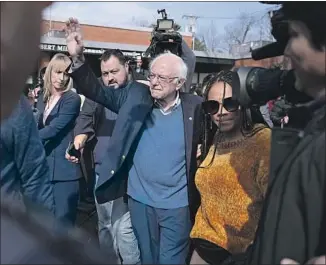  ?? Chip Somodevill­a Getty Images ?? DEMOCRATIC presidenti­al candidate Sen. Bernie Sanders after he cast his vote in his state’s primary election on Super Tuesday. Sanders won the Vermont election.