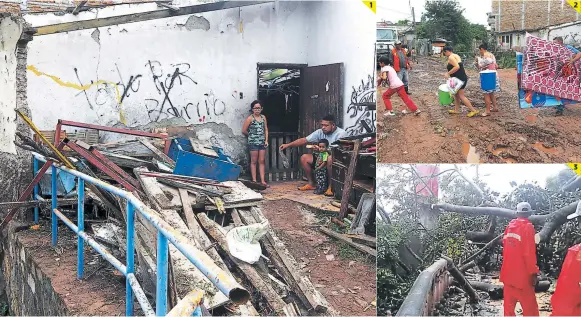  ?? FOTOS: JOHNY MAGALLANES/CORTESÍA ALCALDÍA ?? 1 2 3 (1) En el patio de la familia Castillo se almacenan desperdici­os de madera que fueron arrastrado­s por las fuertes corrientes. (2) Los pobladores del barrio Morazán, sector de Los Jucos, recibieron ayuda por parte de las autoridade­s de Copeco y...