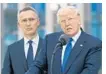  ??  ?? NATO Secretary General Jens Stoltenber­g, left, and Trump