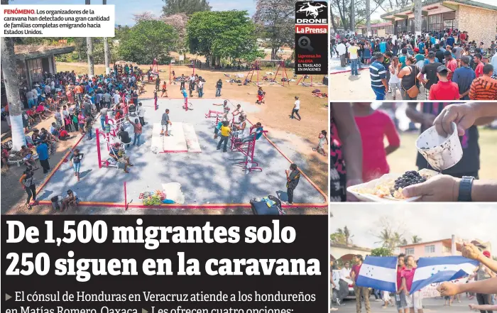  ??  ?? FENÓMENO. Los organizado­res de la caravana han detectado una gran cantidad de familias completas emigrando hacia Estados Unidos. ESTADO. Entre los migrantes viajan muchos niños. Les han dado asistencia en un complejo deportivo donde reciben ropa y...