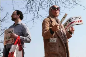  ?? ?? Democratic voters rally outside of a polling location in Dearborn, Michigan, on 27 February 2024. Photograph: Kevin Dietsch/Getty Images