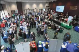  ?? ERIC BONZAR — THE MORNING JOURNAL ?? Prospects and potential employers converged on Lorain County Community College’s John A. Spitzer Conference Center and Ben and Jane Norton Culinary Arts Center, in Elyria, for the 2017 career fair, April 13.