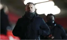  ??  ?? Ryan Giggs, co-owner of Salford City, seen at the end of the League Two game against Barrow on 16 February. Photograph: Naomi Baker/Getty Images