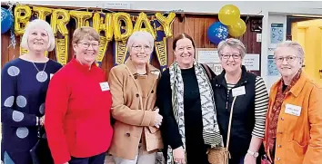  ?? ?? Enjoying the “back-to” events are (from left) Carla Pollard, Fay Boag (Harlow), Robyn Hislop (Thomson), Jean Neilson (Brasier), Robyn Wright (Harlow) and Margaret Thomson who all went to school at Tetoora Road and some also played badminton at the hall.