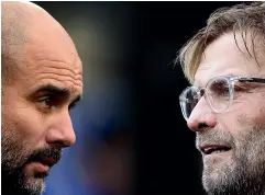  ?? GETTY IMAGES ?? Pep Guardiola’s Manchester City go head-to-head with Jurgen Klopp and Liverpool in a crucial English Premier League match on Monday.