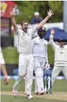  ??  ?? Seamers Tim Southee and Trent Boult then combined to remove Sri Lanka’s top order.