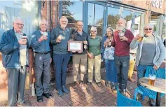  ?? ?? A group of Stafford Riverway Link committee members and volunteers sampling the new ale.