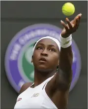  ?? TIM IRELAND — THE ASSOCIATED PRESS ?? Coco Gauff, at 15the youngest qualifier at Wimbledon in the profession­al era, defeated Venus Williams 6-4, 6-4.