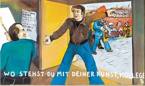  ?? BILD: SN/© MUSÉE D'ART MODERNE / ROGER- ?? Jörg Immendorf, bis heute ein Maler alter Schule: „Wo stehst du mit deiner Kunst, Kollege?“, Acryl/Leinwand, 1973.