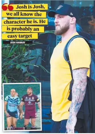  ??  ?? CRITICISM: Josh Mcguire the day after Queensland’s loss and (inset) alongside Blake Ferguson.