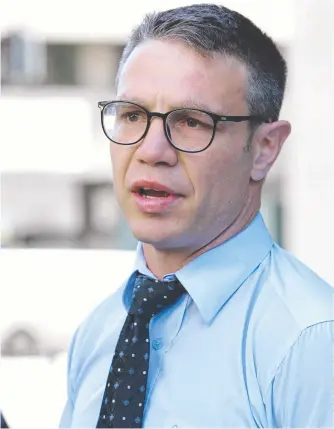  ?? Photo: Steve Pohlner ?? IN RECOVERY: Michael Katsidis, former pro boxer, leaves the Brisbane Supreme Court after being sentenced for possessing dangerous drugs.