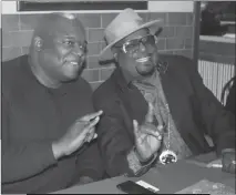  ??  ?? Hughesvill­e resident Don Dorsey with George Clinton at Lefty’s BBQ in Waldorf on Wednesday.